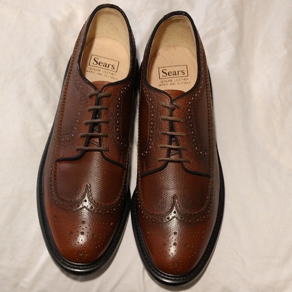 Sears Brown Leather Oxford Shoes with Broguing